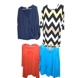 Womens Extra Large 16 18 Tops Shirts Blouses Sweaters Wholesale Bulk Lot of 4 XL